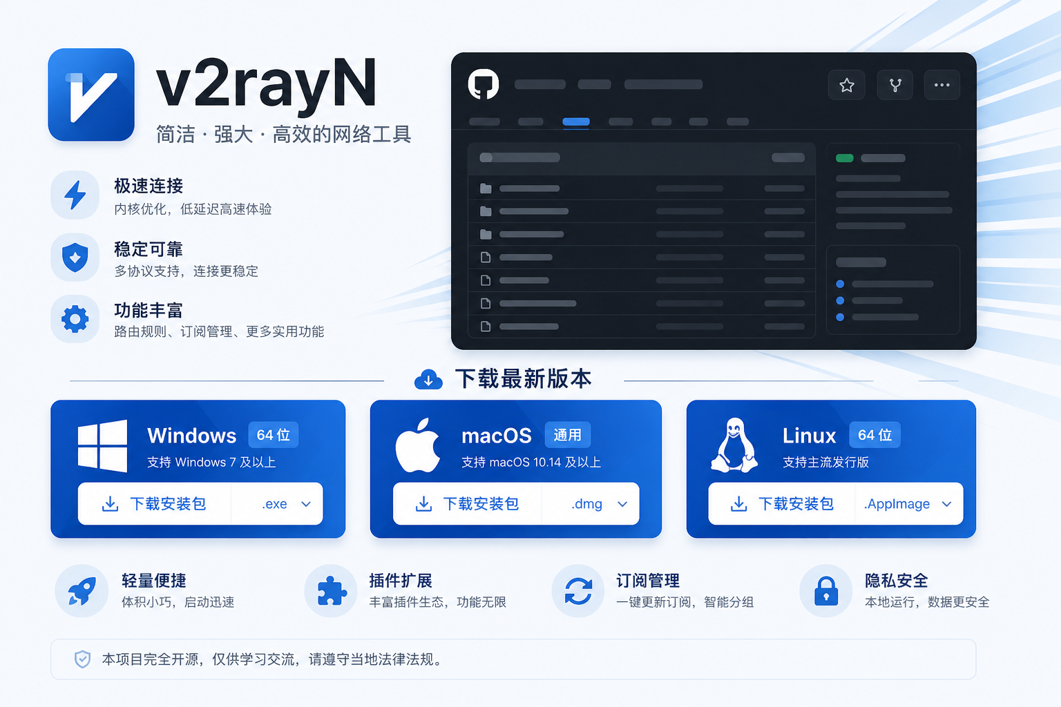 V2RayN客户端官方主页视觉展示